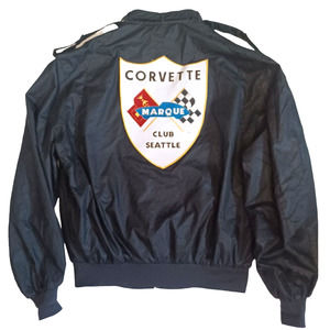 Vtg 80’s Black Members Only Jacket Seattle Corvette Club Size 42 Lightweight